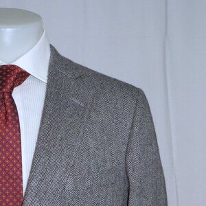 Paul Stuart 100% Cashmere Woven in Scotland Gray Herringbone Sport Coat 43R